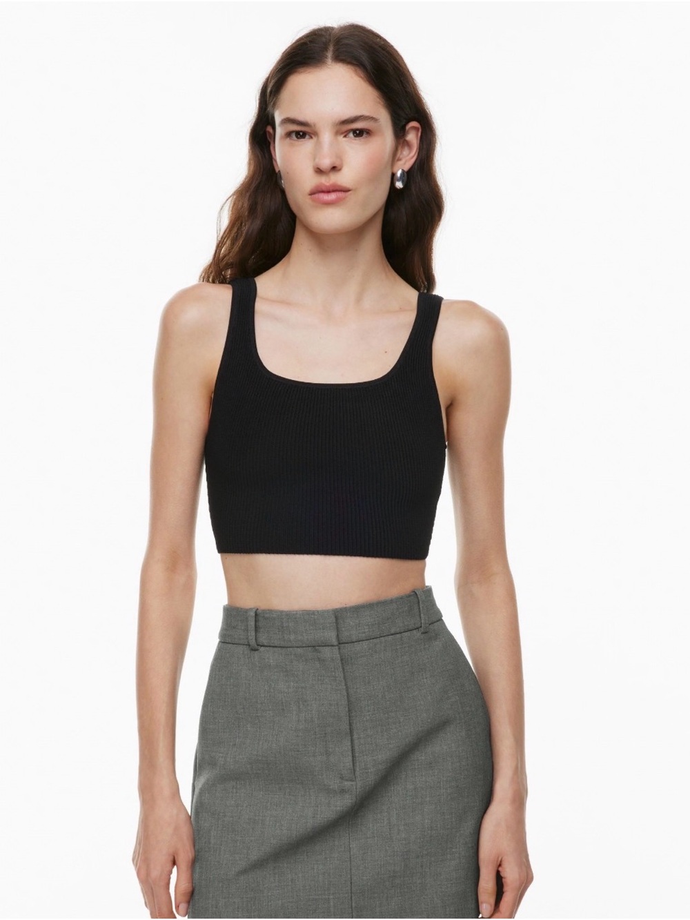Babaton Ribbed Square-Neck Crop Tank